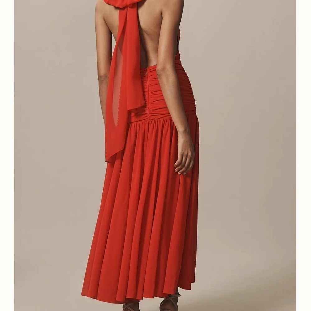 Anthropologie Red Halter Neck Dress - Picture 4 of 7